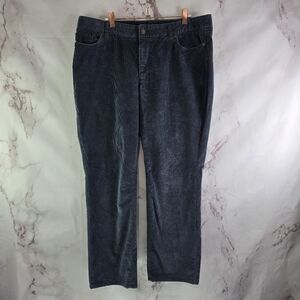 LL Bean Pants Women 16 Petite Short Gray Corduroy Favorite Fit Stretch Straight